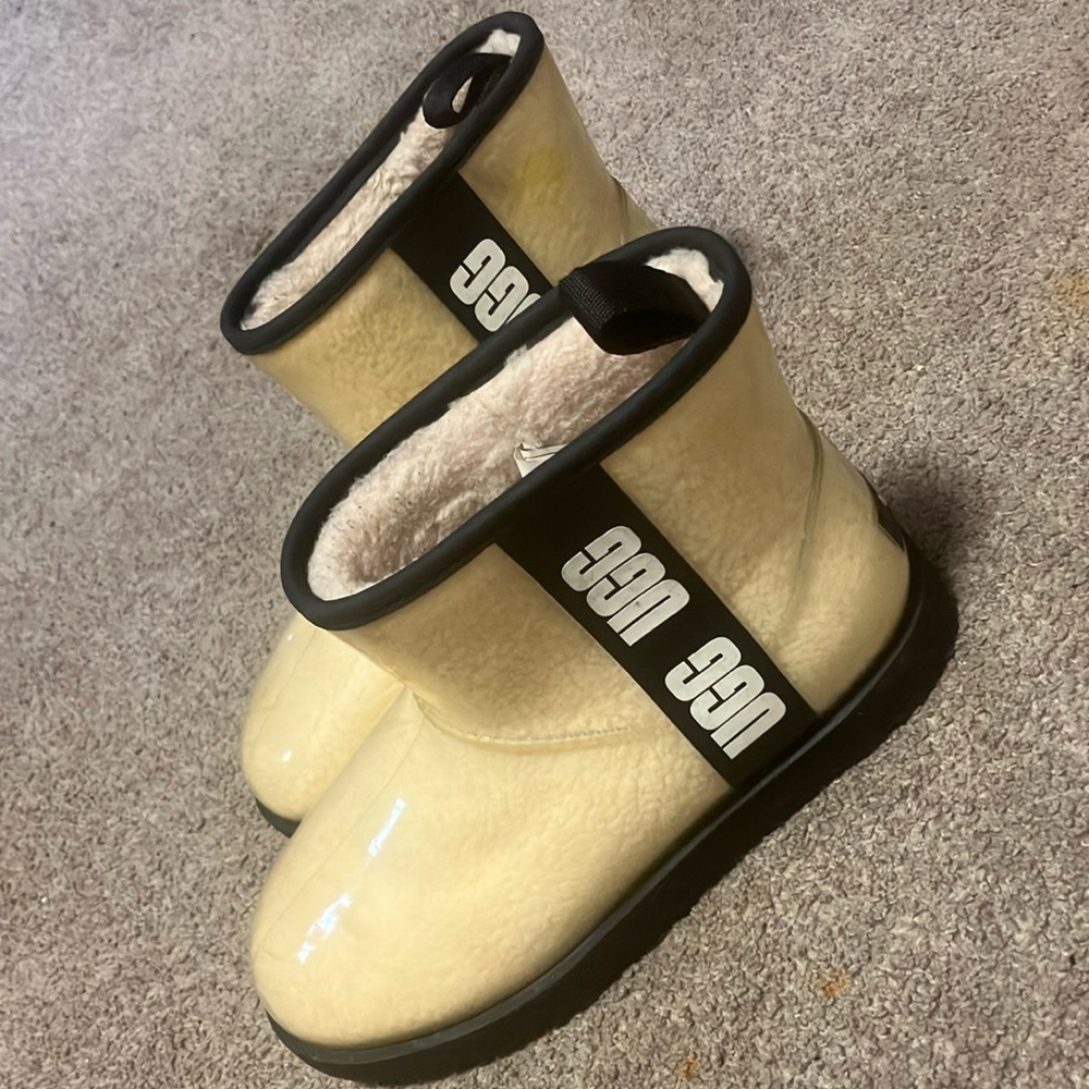 UGG Cream and Black Ankle Boots